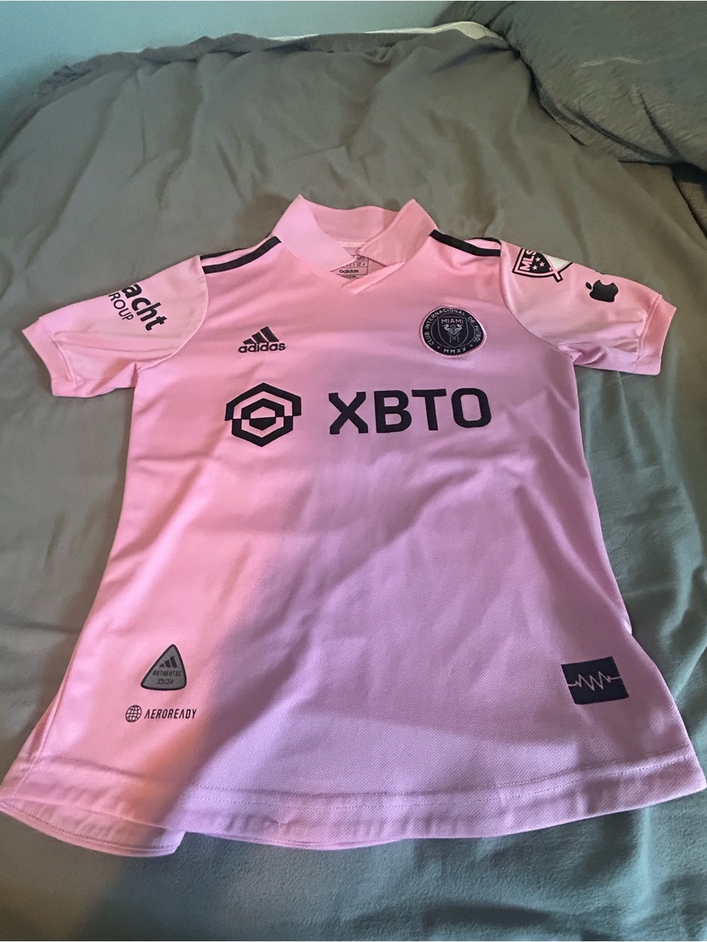adidas Pink Kids Soccer Jersey with XBT0 Front Logo